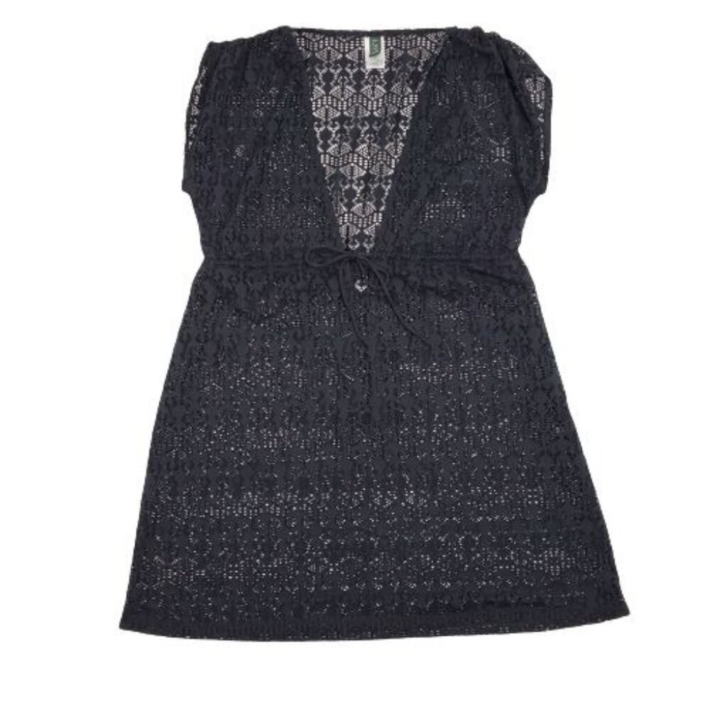 Lauren Ralph Lauren Women's Black Crochet Knit Swim Cover-Up Tunic Dress Small - Picture 3 of 12
